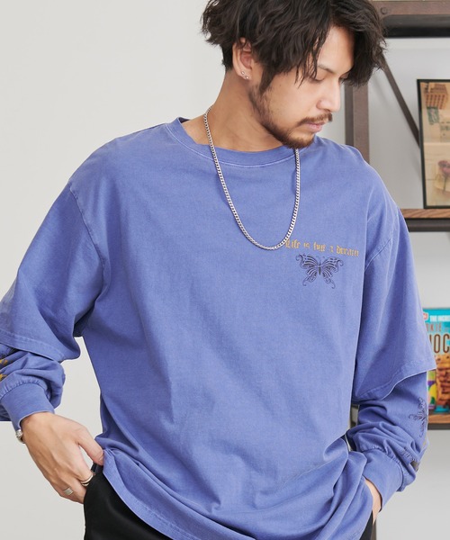 SILVER BULLET(シルバーバレット)の「『CavariA/キャバリア』フェイクレイヤード加工ロンTEE(Tシャツ/カットソー・メンズ・パープル/ブラック・L/M)」の1枚目の写真