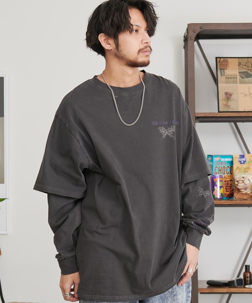 SILVER BULLET(シルバーバレット)の「『CavariA/キャバリア』フェイクレイヤード加工ロンTEE(Tシャツ/カットソー・メンズ・パープル/ブラック・L/M)」の19枚目の写真