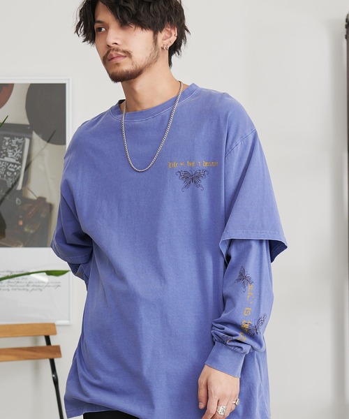 SILVER BULLET(シルバーバレット)の「『CavariA/キャバリア』フェイクレイヤード加工ロンTEE(Tシャツ/カットソー・メンズ・パープル/ブラック・L/M)」の8枚目の写真