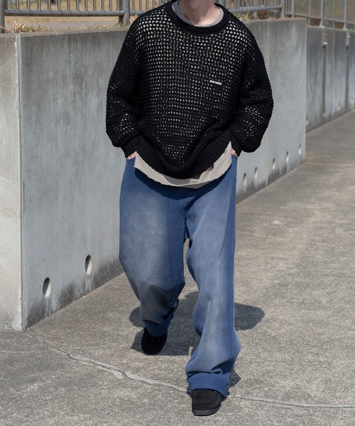 Perushu(ペルーシュ)の「ワッペン刺繍ロゴメッシュニットプルオーバー(ニット/セーター・メンズ・グレイッシュベージュ/ブラック/オレンジ・LARGE/MEDIUM)」の9枚目の写真