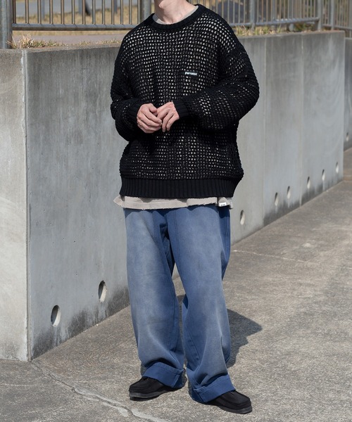 Perushu(ペルーシュ)の「ワッペン刺繍ロゴメッシュニットプルオーバー(ニット/セーター・メンズ・グレイッシュベージュ/ブラック/オレンジ・LARGE/MEDIUM)」の8枚目の写真