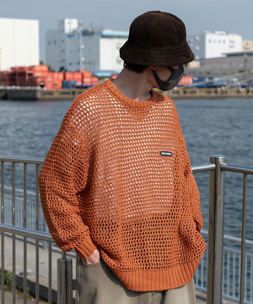 Perushu(ペルーシュ)の「ワッペン刺繍ロゴメッシュニットプルオーバー(ニット/セーター・メンズ・グレイッシュベージュ/ブラック/オレンジ・LARGE/MEDIUM)」の17枚目の写真