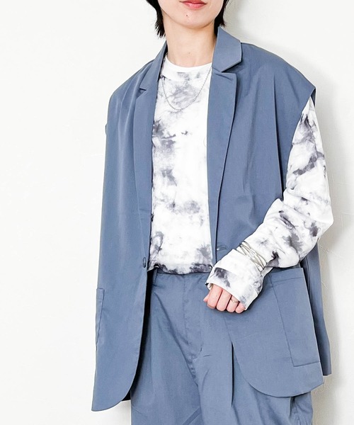 Anytime Songs（エニータイムソングス）の「TRシングルテーラードカラージレ（ベスト・メンズ・オフホワイト/グリーン/ブラック/モカ/ベージュ/サックスブルー・LARGE/X-LARGE/MEDIUM）」の6枚目の写真