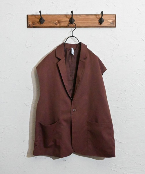 Anytime Songs（エニータイムソングス）の「TRシングルテーラードカラージレ（ベスト・メンズ・オフホワイト/グリーン/ブラック/モカ/ベージュ/サックスブルー・LARGE/X-LARGE/MEDIUM）」の4枚目の写真