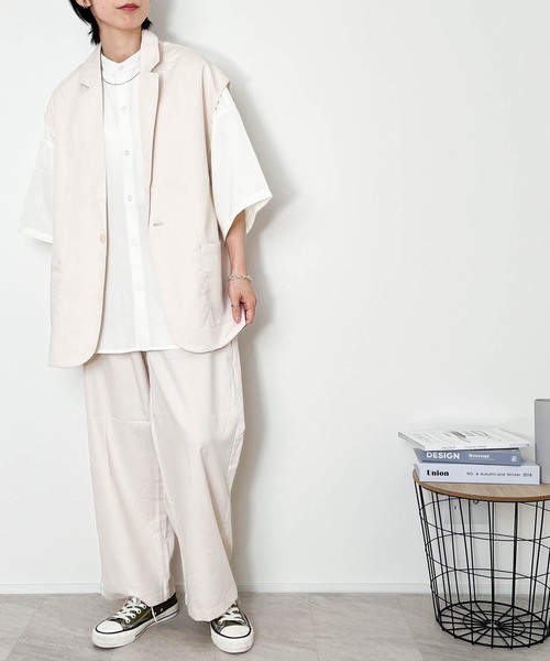 Anytime Songs（エニータイムソングス）の「TRシングルテーラードカラージレ（ベスト・メンズ・オフホワイト/グリーン/ブラック/モカ/ベージュ/サックスブルー・LARGE/X-LARGE/MEDIUM）」の7枚目の写真