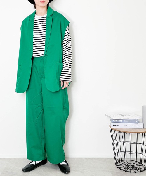 Anytime Songs（エニータイムソングス）の「TRシングルテーラードカラージレ（ベスト・メンズ・オフホワイト/グリーン/ブラック/モカ/ベージュ/サックスブルー・LARGE/X-LARGE/MEDIUM）」の21枚目の写真