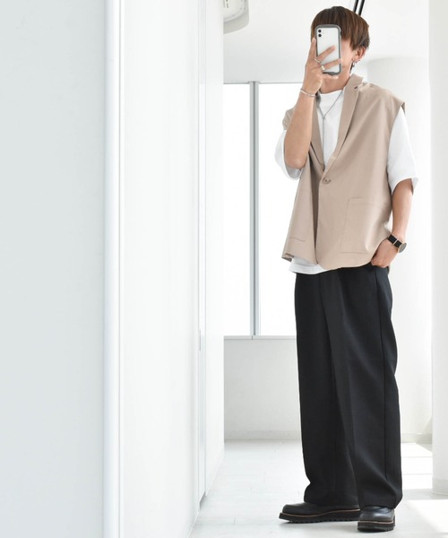 Anytime Songs（エニータイムソングス）の「TRシングルテーラードカラージレ（ベスト・メンズ・オフホワイト/グリーン/ブラック/モカ/ベージュ/サックスブルー・LARGE/X-LARGE/MEDIUM）」の14枚目の写真