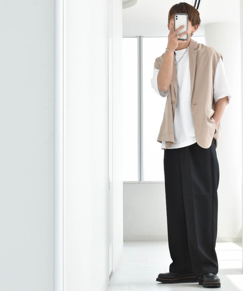 Anytime Songs（エニータイムソングス）の「TRシングルテーラードカラージレ（ベスト・メンズ・オフホワイト/グリーン/ブラック/モカ/ベージュ/サックスブルー・LARGE/X-LARGE/MEDIUM）」の17枚目の写真