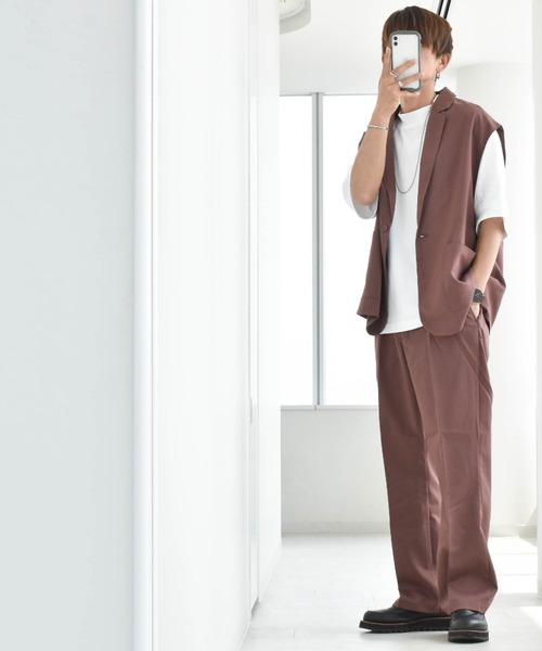 Anytime Songs（エニータイムソングス）の「TRシングルテーラードカラージレ（ベスト・メンズ・オフホワイト/グリーン/ブラック/モカ/ベージュ/サックスブルー・LARGE/X-LARGE/MEDIUM）」の10枚目の写真