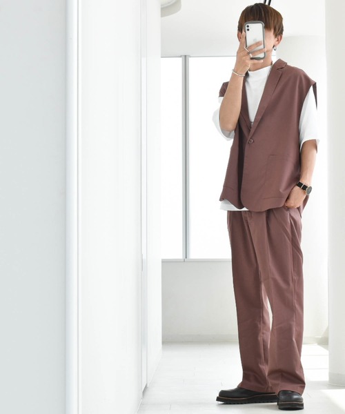 Anytime Songs（エニータイムソングス）の「TRシングルテーラードカラージレ（ベスト・メンズ・オフホワイト/グリーン/ブラック/モカ/ベージュ/サックスブルー・LARGE/X-LARGE/MEDIUM）」の13枚目の写真