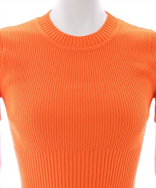 clear(クリア)の「×半袖編地切替ショートニットトップス(ニット/セーター・レディース・オレンジ/ブルー/ホワイト×ネイビー/ホワイト×レッド/オフホワイト/ブラック・F)」の10枚目の写真