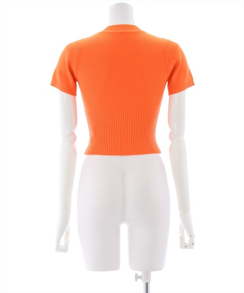 clear(クリア)の「×半袖編地切替ショートニットトップス(ニット/セーター・レディース・オレンジ/ブルー/ホワイト×ネイビー/ホワイト×レッド/オフホワイト/ブラック・F)」の11枚目の写真