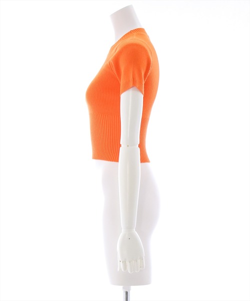 clear(クリア)の「×半袖編地切替ショートニットトップス(ニット/セーター・レディース・オレンジ/ブルー/ホワイト×ネイビー/ホワイト×レッド/オフホワイト/ブラック・F)」の13枚目の写真