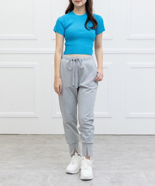 clear(クリア)の「×半袖編地切替ショートニットトップス(ニット/セーター・レディース・オレンジ/ブルー/ホワイト×ネイビー/ホワイト×レッド/オフホワイト/ブラック・F)」の22枚目の写真