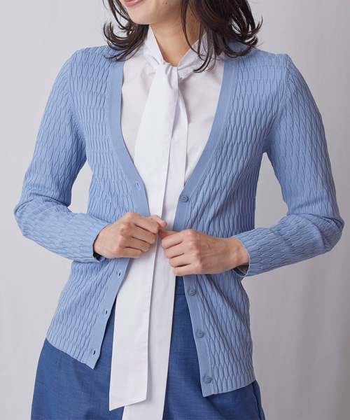 NARACAMICIE（ナラカミーチェ）の「変形リブ編みカーディガン（ニット/セーター・レディース・ブルー/グレー/ネイビー・M/LL/L）」の3枚目の写真