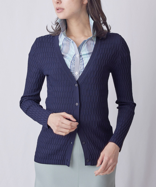 NARACAMICIE（ナラカミーチェ）の「変形リブ編みカーディガン（ニット/セーター・レディース・ブルー/グレー/ネイビー・M/LL/L）」の2枚目の写真