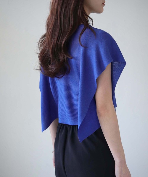 cheriella（シェリエラ）の「【cheriella】スクエアスリーブシアーショートニット SQUARE SLEEVE SHEER SHORT KNIT（ニット/セーター・レディース・ブルー/ライトベージュ/ブラック/カーキ・M）」の9枚目の写真