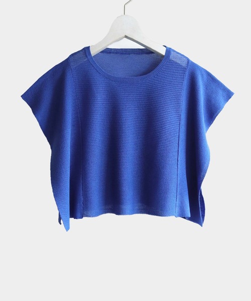 cheriella（シェリエラ）の「【cheriella】スクエアスリーブシアーショートニット SQUARE SLEEVE SHEER SHORT KNIT（ニット/セーター・レディース・ブルー/ライトベージュ/ブラック/カーキ・M）」の8枚目の写真