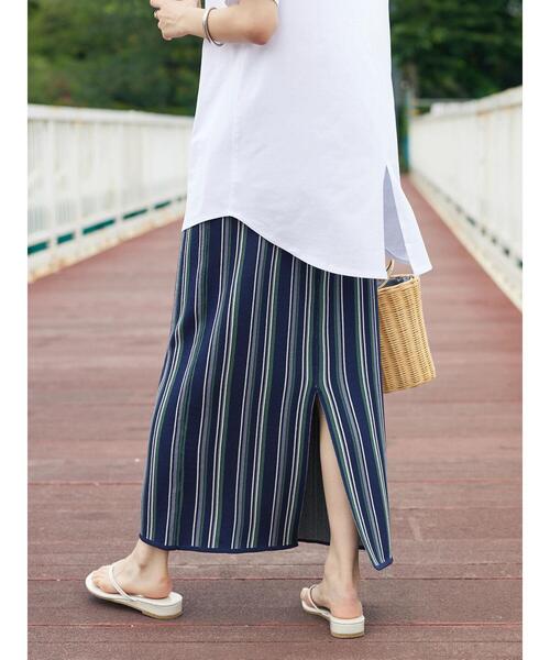CRAFT STANDARD BOUTIQUE(クラフトスタンダードブティック)の「ストライプナロースカート(スカート・レディース・ネイビー/アイボリー・FREE)」の12枚目の写真