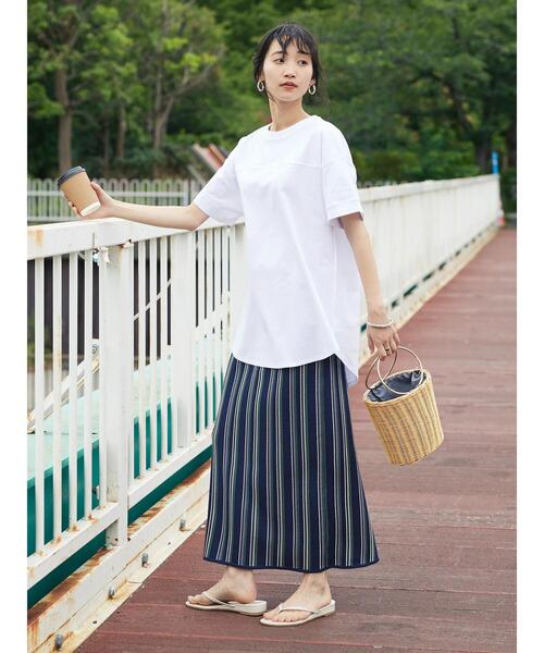 CRAFT STANDARD BOUTIQUE(クラフトスタンダードブティック)の「ストライプナロースカート(スカート・レディース・ネイビー/アイボリー・FREE)」の16枚目の写真