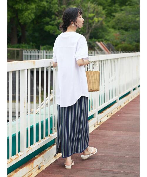CRAFT STANDARD BOUTIQUE(クラフトスタンダードブティック)の「ストライプナロースカート(スカート・レディース・ネイビー/アイボリー・FREE)」の19枚目の写真