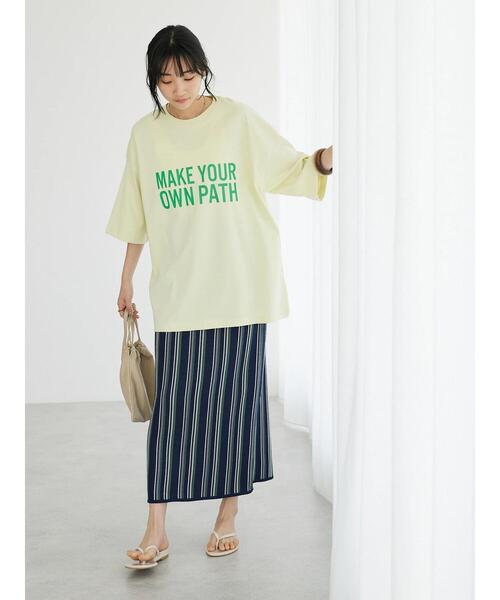 CRAFT STANDARD BOUTIQUE(クラフトスタンダードブティック)の「ストライプナロースカート(スカート・レディース・ネイビー/アイボリー・FREE)」の5枚目の写真