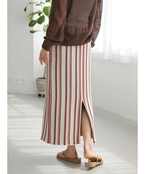 CRAFT STANDARD BOUTIQUE(クラフトスタンダードブティック)の「ストライプナロースカート(スカート・レディース・ネイビー/アイボリー・FREE)」の9枚目の写真