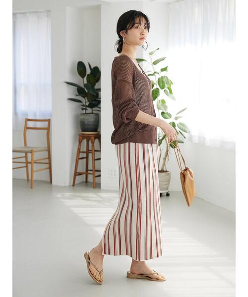 CRAFT STANDARD BOUTIQUE(クラフトスタンダードブティック)の「ストライプナロースカート(スカート・レディース・ネイビー/アイボリー・FREE)」の8枚目の写真