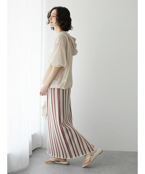 CRAFT STANDARD BOUTIQUE(クラフトスタンダードブティック)の「ストライプナロースカート(スカート・レディース・ネイビー/アイボリー・FREE)」の22枚目の写真