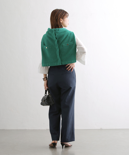 La TOTALITE（ラトータリテ）の「パールボタンウエストタックパンツ（スラックス・レディース・ベージュ系その他/ネイビー・36/38）」の12枚目の写真