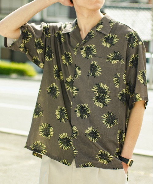 SUGGESTION(サジェッション)の「SUGGESTION とろみ 総柄 レーヨン ワイド 半袖オープンカラーシャツ 2023SS(シャツ/ブラウス・メンズ・A/B/C/D/E/F・M/L)」の5枚目の写真