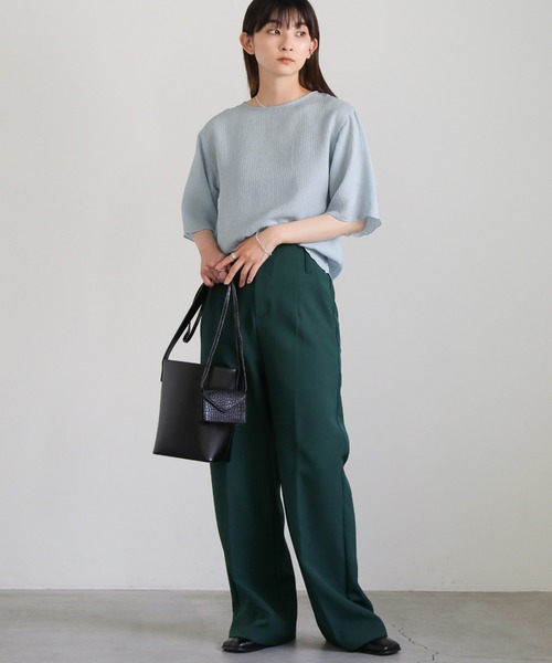 select MOCA(セレクトモカ)の「楊柳シフォンハーフスリーブブラウス(シャツ/ブラウス・レディース・ライトブルー/ブラック/アイボリー/イエロー・FREE)」の17枚目の写真