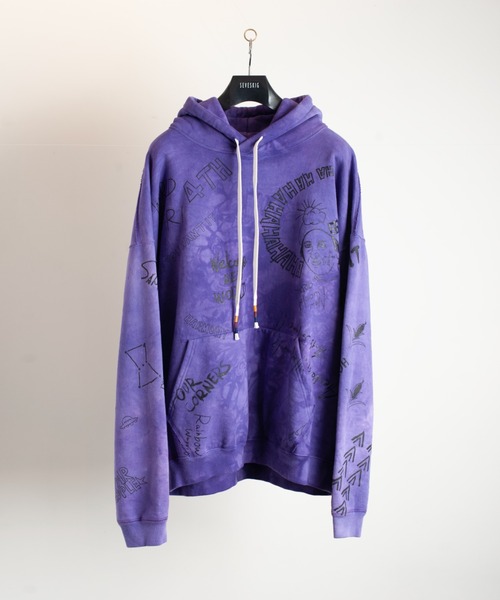 SEVESKIG（セヴシグ）の「SEVESKIG/セブシグ/Vintage graffiti foodie（パーカー・メンズ・ベージュ/ブラック/パープル・SMALL/MEDIUM/LARGE/X-LARGE）」の3枚目の写真
