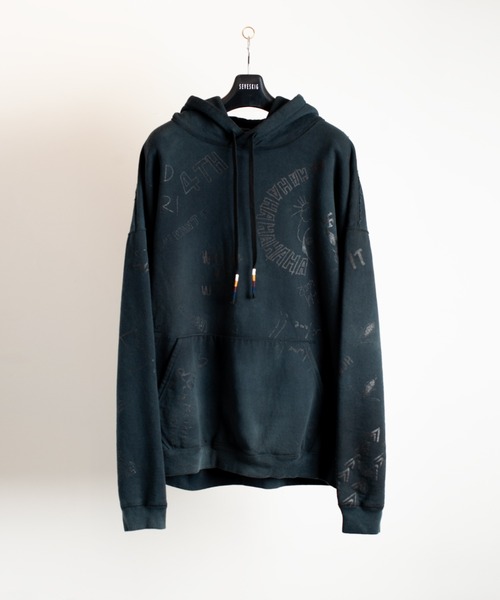 SEVESKIG（セヴシグ）の「SEVESKIG/セブシグ/Vintage graffiti foodie（パーカー・メンズ・ベージュ/ブラック/パープル・SMALL/MEDIUM/LARGE/X-LARGE）」の2枚目の写真