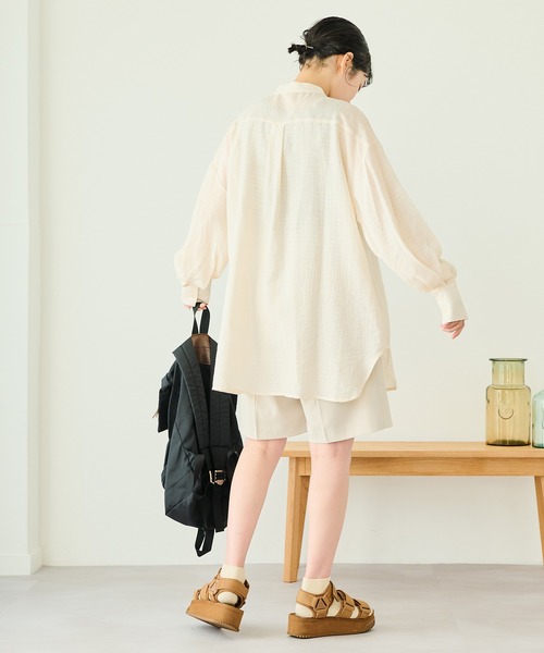 Crisp(クリスプ)の「クリンクルルーズシャツ(シャツ/ブラウス・レディース・アイボリー/ピンク/ホワイト・FREE)」の16枚目の写真