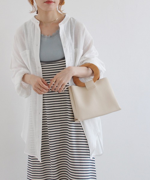 Crisp(クリスプ)の「クリンクルルーズシャツ(シャツ/ブラウス・レディース・アイボリー/ピンク/ホワイト・FREE)」の4枚目の写真