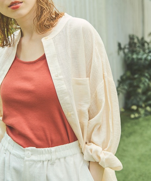 Crisp(クリスプ)の「クリンクルルーズシャツ(シャツ/ブラウス・レディース・アイボリー/ピンク/ホワイト・FREE)」の9枚目の写真