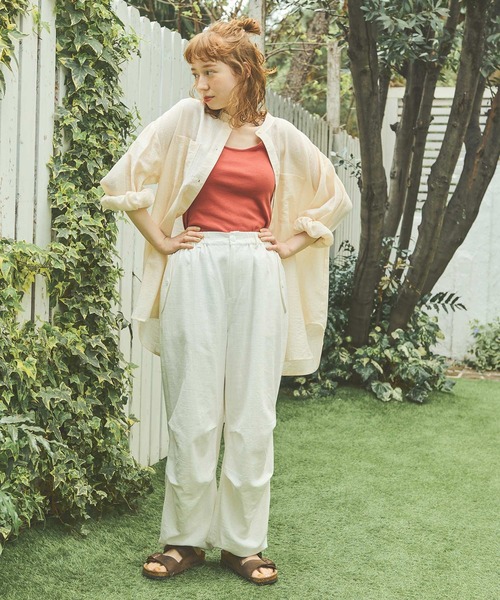 Crisp(クリスプ)の「クリンクルルーズシャツ(シャツ/ブラウス・レディース・アイボリー/ピンク/ホワイト・FREE)」の5枚目の写真