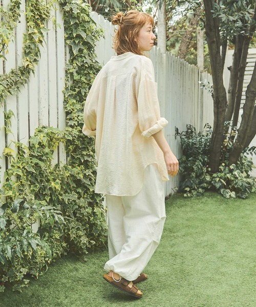 Crisp(クリスプ)の「クリンクルルーズシャツ(シャツ/ブラウス・レディース・アイボリー/ピンク/ホワイト・FREE)」の6枚目の写真