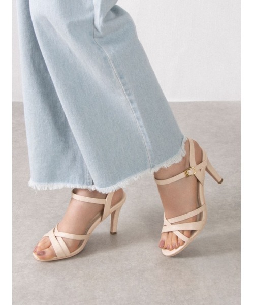 Miminy Piminy(ミミニー ピミニー)の「MiminyPiminy(ミミニーピミニー)8.5cmヒールラインベルトストラップサンダル(サンダル・レディース・ブラック/ピンク/ホワイト・S/L/LL/M)」の1枚目の写真