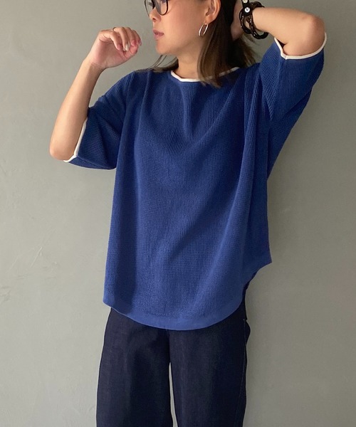 LBC（エルビーシー）の「ラーベン編みバックボタンプルオーバー（ニット/セーター・レディース・オフホワイト/ブルー/ブラック・M）」の6枚目の写真