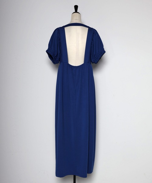 バックオープンパフスリーブコクーンワンピース