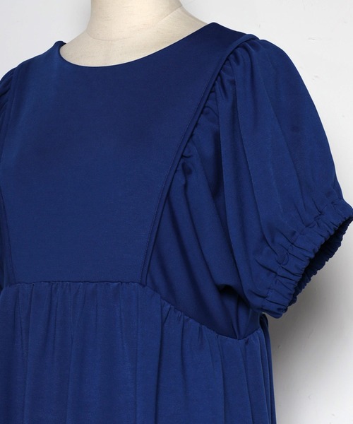 バックオープンパフスリーブコクーンワンピース