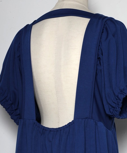 バックオープンパフスリーブコクーンワンピース