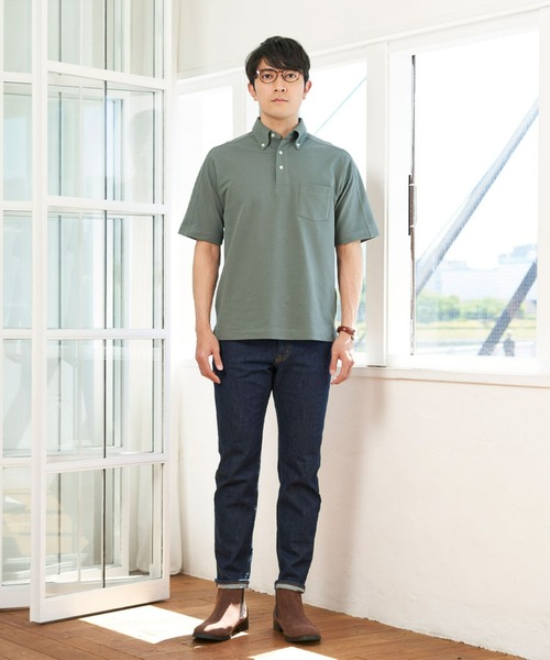 Pitta Re:)(ピッタリ)の「ビズポロ ボタンダウン 半袖ビジネスポロシャツ(ポロシャツ・メンズ・ライトグリーン・S/M/L/LL)」の6枚目の写真