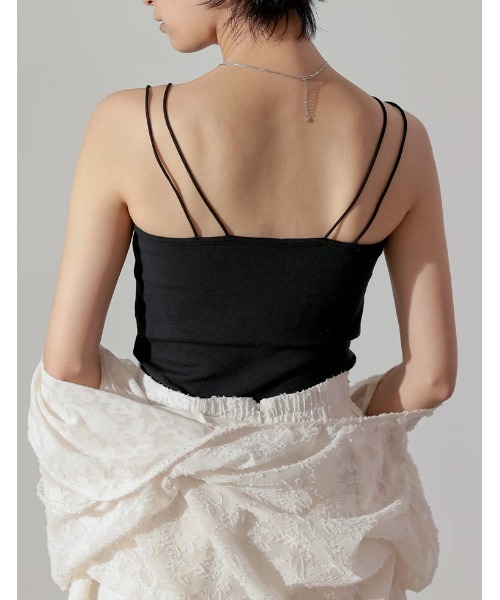 Re:EDIT（リエディ）の「ダブルストラップフライスカップ付きキャミソール（その他アンダーウェア/インナー・レディース・ブラック/ホワイト系その他・MEDIUM/LARGE/SMALL）」の4枚目の写真