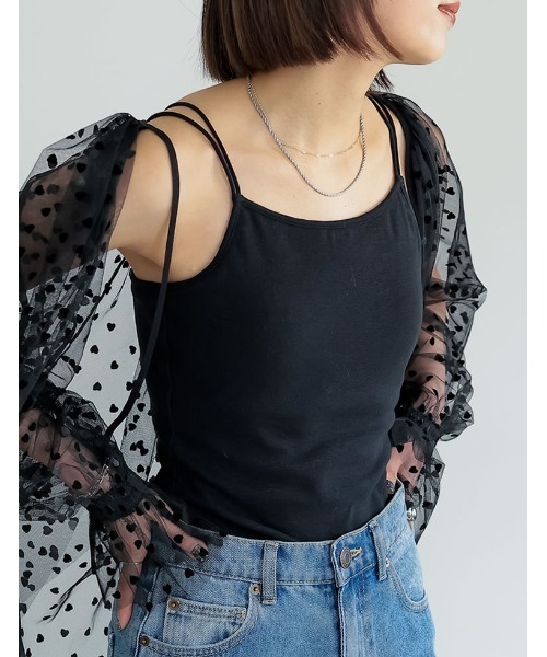 Re:EDIT（リエディ）の「ダブルストラップフライスカップ付きキャミソール（その他アンダーウェア/インナー・レディース・ブラック/ホワイト系その他・MEDIUM/LARGE/SMALL）」の7枚目の写真