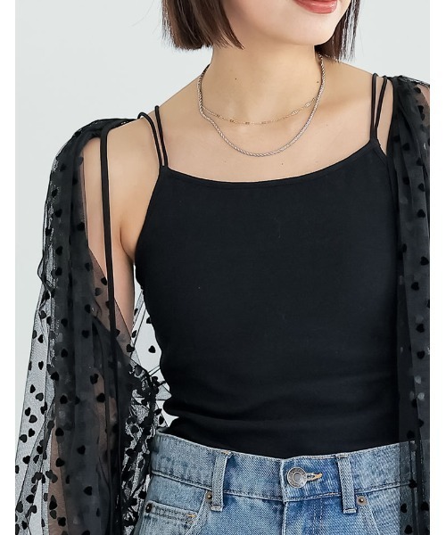 Re:EDIT（リエディ）の「ダブルストラップフライスカップ付きキャミソール（その他アンダーウェア/インナー・レディース・ブラック/ホワイト系その他・MEDIUM/LARGE/SMALL）」の8枚目の写真