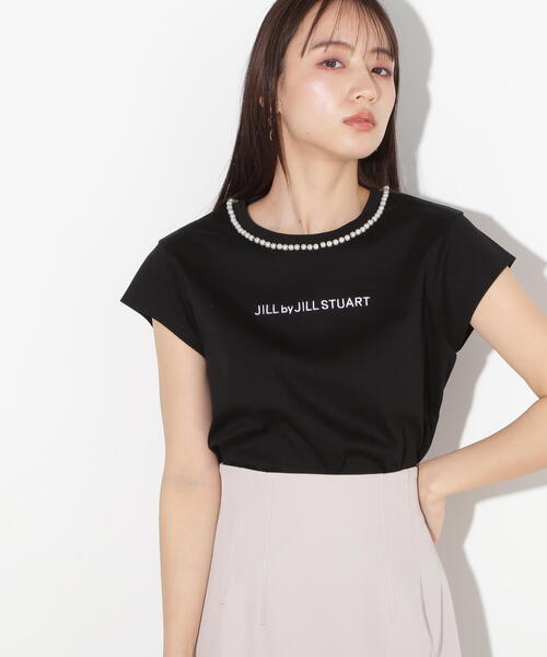 JILL by JILL STUART(ジルバイジルスチュアート)の「◇パールツキロゴTシャツ(Tシャツ/カットソー・レディース・ホワイト/ブラック・FREE)」の4枚目の写真