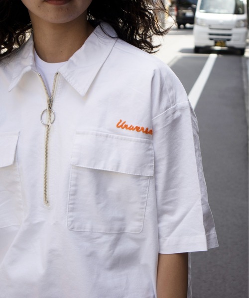 UNIVERSAL OVERALL(ユニバーサルオーバーオール)の「ハーフジップシャツ / HALF ZIP SHIRT(シャツ/ブラウス・メンズ・ホワイト/サックスブルー・M/L)」の6枚目の写真